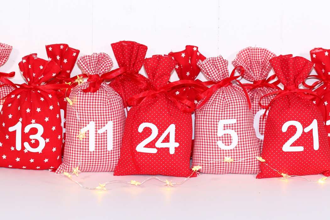 Adventskalender zum selbst befüllen rot weiss